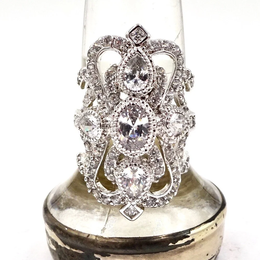 CFJ Sterling Silver CRYSTAL CZ RING Sz 9.75